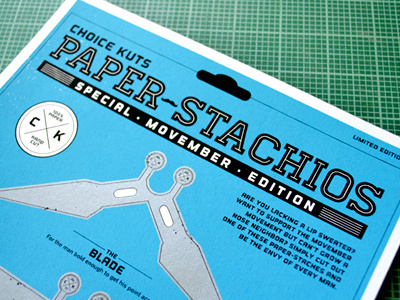 Paper-Stachios - 1 blue double sided tape movember mustache paper ruler stache x acto
