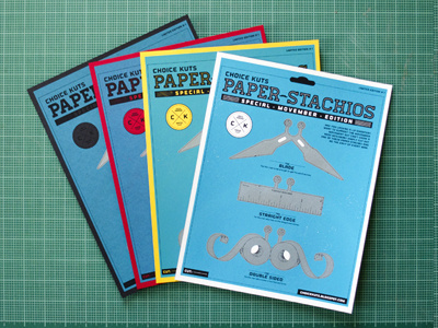Paper Stachios - Colors black blue double sided tape movember mustache paper red ruler stache x acto yellow