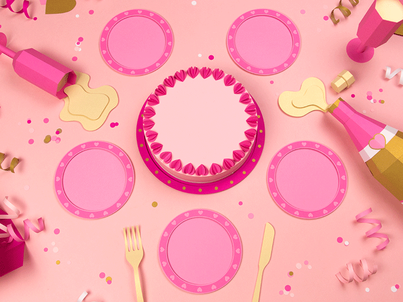 Funfetti cake champagne confetti funfetti paper paper art papercraft party pink stop motion