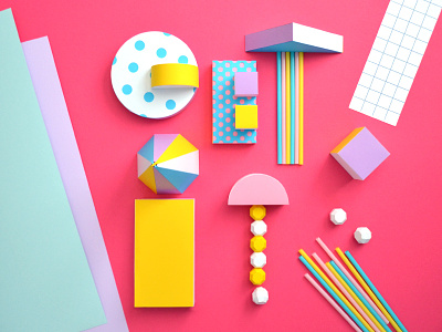 Get It grid lettering paper papercraft shapes straws