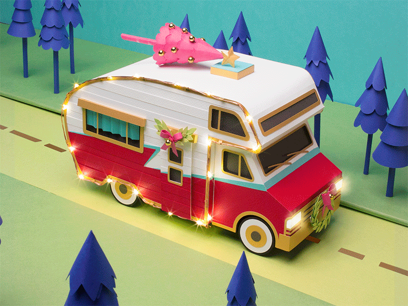 Holiday trippin" animation christmas tree holiday paper paper art papercraft rv stop motion traveling