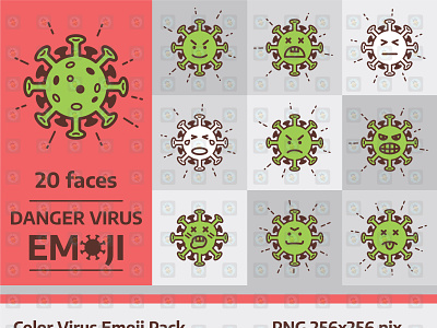 Coronavirus Emoji Banner Pack cartoon character coronavirus dangerous emoji emoticon emotion face helth icon sign