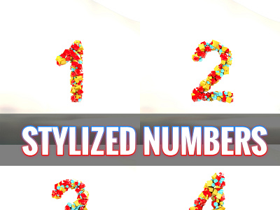 3D Stylized Numbers 3d 3d numbers branding colorful design graphic design infograph letters logo red shapes