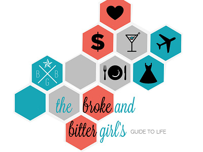Broke and Bitter Girl's Guide to Life - blog logo branding color design icon icons logo type typography