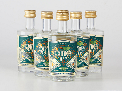 finished work: One Gin Sage miniature agency art art deco art direction brand branding creative design gin gin packaging green green logo identity label packaging premium print typography vintage water