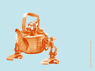 finished work: Foundry Projects 'the robopot' 2d abstract agency art blue brand design branding character collage collage art creative design digital collage digital illustration graphic design illustration photoshop quirky restaurant tea