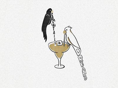 finished work: the 'Hawksmoor birds' 2d abstract agency art bird bird illustration branding character cocktail cocktail illustration creative design dream gold graphic design hand lettering illustration restaurant two tone typography