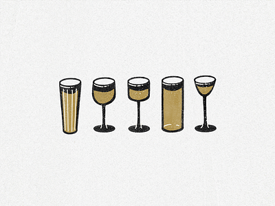 finished work: the 'Hawksmoor birds' 2d agency art branding cocktail illustration creative design detail drinks glass gold graphic design icon icon design icon set illustration restaurant simple illustration two tone wine glass