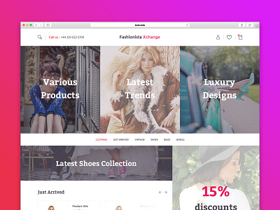 E-Commerce Fashion Website Homepage design ecommerce elegant fashion homepage landingpage pink sleek trends ui ux website