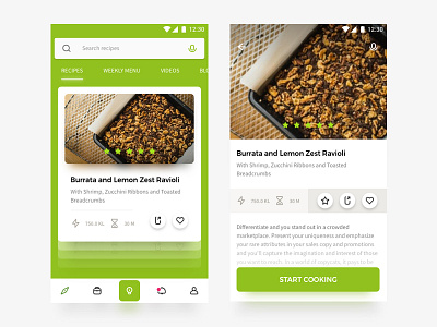 Cooking Recipes Android App android cooking design green hello fresh material design recipes simple ui