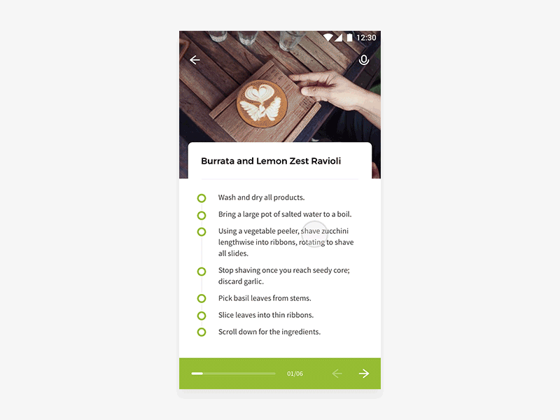Screen Transition Try android animation cooking design green hello fresh interaction material design recipes simple ui