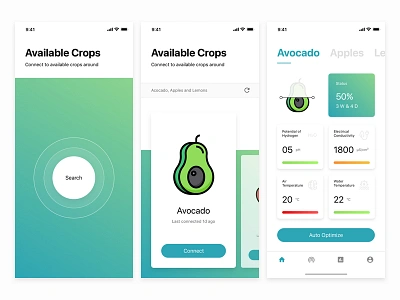 Hydroponics Crops Home Growing App crops data design food green growing home ios plants smart ui visuals