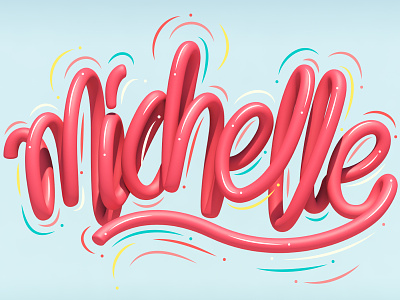 Michelle 3d 3d art cinema 4d erikdgmx graphic design illustration lettering letters type typography
