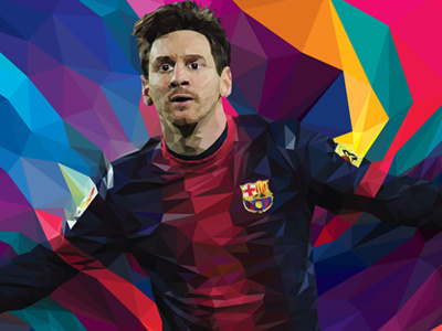 Leo Messi color digitalillustration erikdgmx fanart futbol geometric illustration lowpoly soccer sports vector vectors