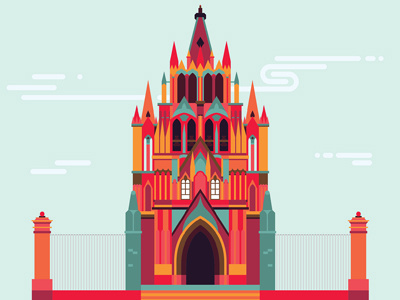 Catedral San Miguel de Allende architecture colors digital illustration erikdgmx graphic design guanajuato illustration mexico san miguel de allende vector