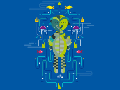 Creature from the black lagoon black lagoon colorful creature cute design erikdgmx graphis design illustration monster under sea