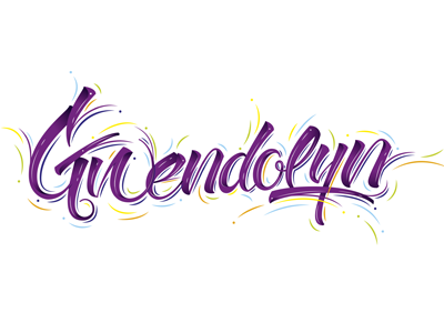 Gwen design erikdgmx gwen lettering letters ligatures names purple