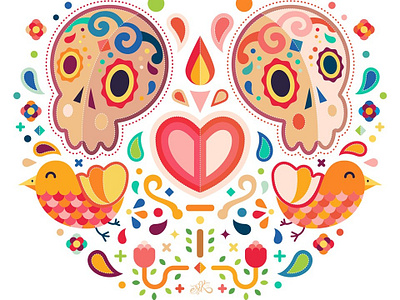 Calavera Heart design erikdgmx graphic design heart illustration illustrator mexico skull style vector