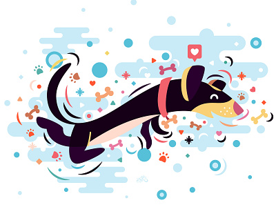 Happy dog design dog doggy erikdgmx graphic design happiness happy illustration illustrator vector
