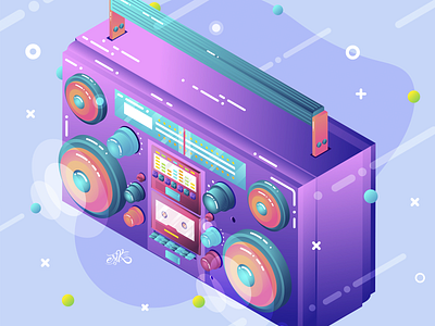 Boombox boombox design erikdgmx graphic design illustration illustrator isometric art isometric design isometric illustration isometry music style vector vector art