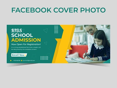 School kids Admission Facebook Cover Photo Design 2025 ads design banner ads design banner design concept facebook cover design facebook post google ad banner gradient illustration instagram post modern modern design product design school admission social media banner social media design template design typography web banner web slider