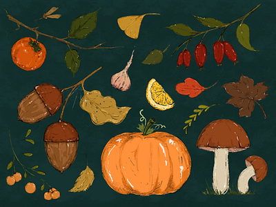 Autumn Moodboard autumn colorfull fall illustration ipad leaves mood moodboard procreate