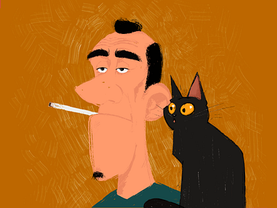 Master and a pet cat character digitalart illustration master pet procreate