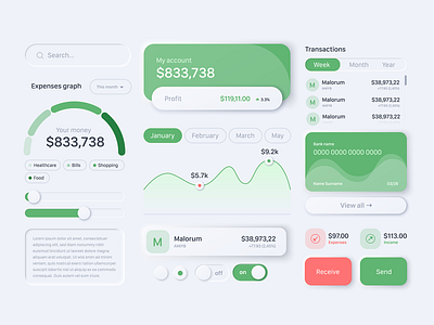 UI design elements for online banking app