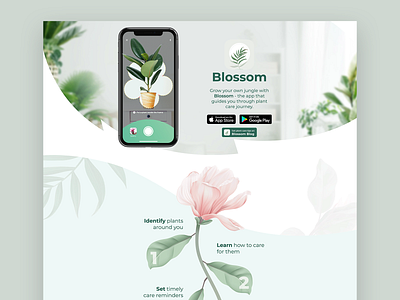 Landing page for Blossom app app branding design graphic design illustration landing landing page logo typography ui vector web website
