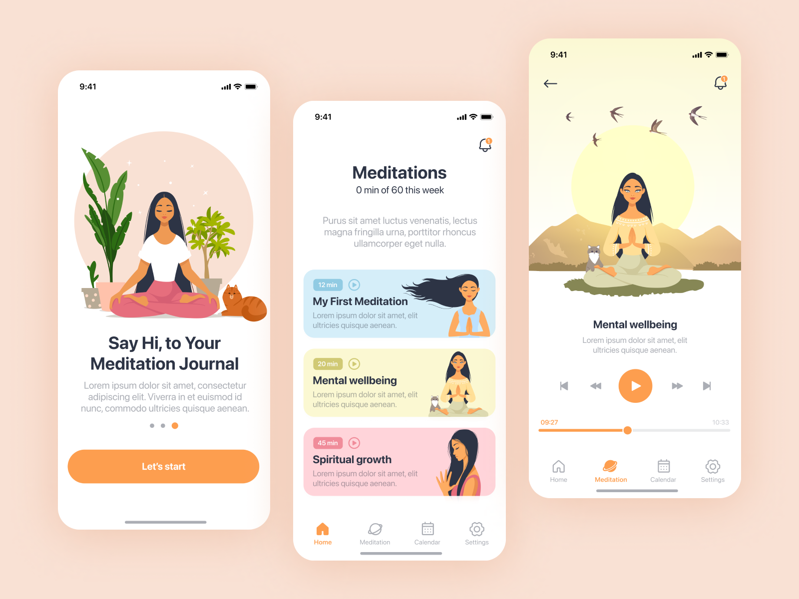 Meditation app concept by Aleksandra Makarova on Dribbble