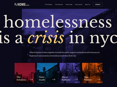 New York City Homelessness Website black blue bronx brooklyn brooklyn nyc clean dark dark ui homeless homelessness logo manhattan modern newyorkcity queens rx serious simple staten island voter guide