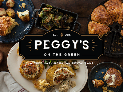 Peggy's On The Green Restaurant Logo black boerne gold logo restaurant southern texas