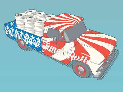 Let The Good Times Roll america beer keg stars stripes truck tshirt