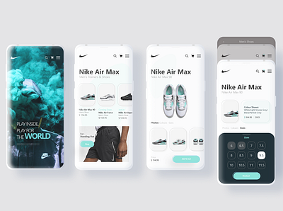 Nike app brand clean design e shop homepage turquoise ui ux web webdesig