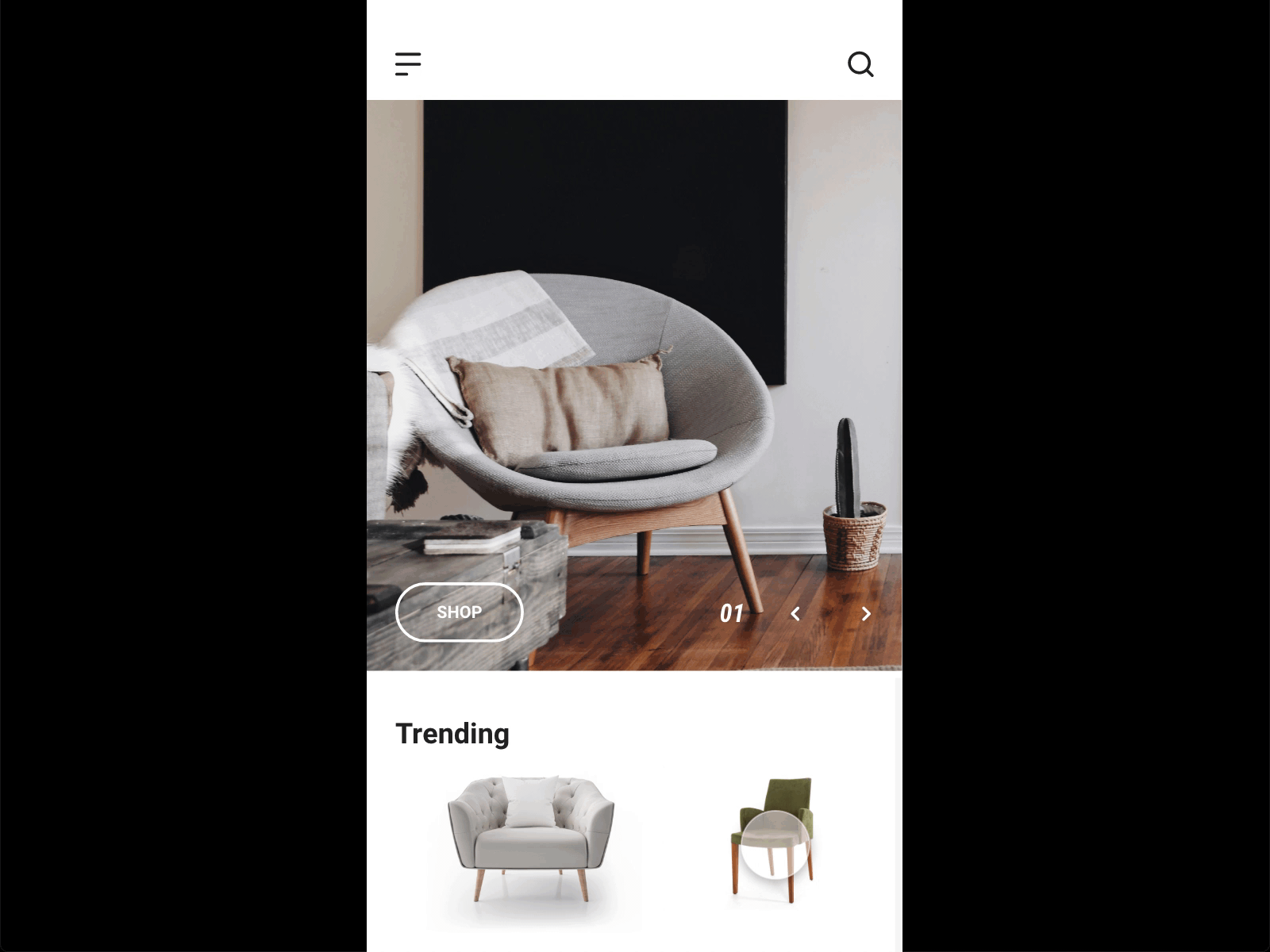 Furniture Catalogue app catalogue design furniture homepage mobile app ui ux