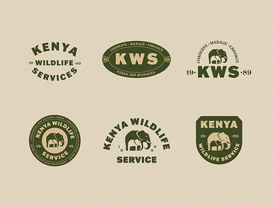 Kenya Wildlife Service Logo Badges adventure african badge branding illustrator kenya logo safari typography