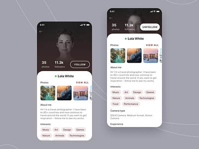 Daily UI challenge, day 6: User profile app daily 100 challenge daily ui dailyui dailyuichallenge design designer designs mobile mobileapp mobiledesign profiledesign ui uidesign uiux userprofile ux uxdesign uxui