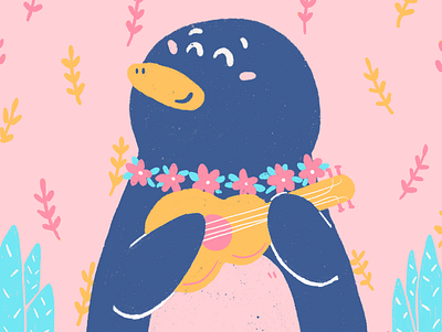 my ukulele animation characterdesign cute cute animal design digital illustration digitalart illustration ipadpro penguin procreate