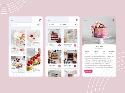 Cakes | Mobile App app baker cake clean cupcake design dessert interface minimal mobile mobile app sweet shop sweets tasty ui ux web webdesign