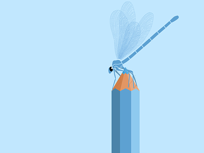 Dragonfly 2d illlustration blue design dragonfly drawing illustration pencil rest vector