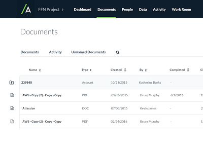 Manage documents screen