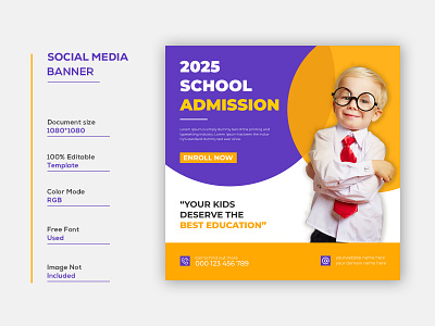 School Admission Social Media Post Template