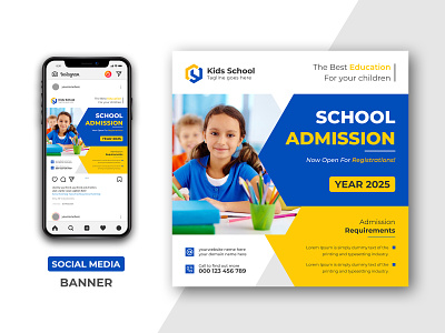 Kids school education admission social media banner