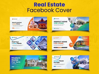 Real estate facebook cover and web ad banners construction