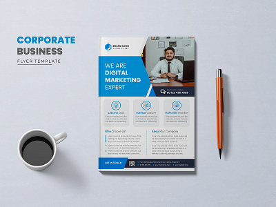 Creative Corporate Business Blue Flyer Template Design