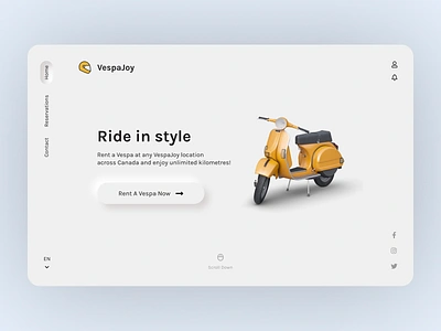 Vespa Joy car carrental illustration interaction motorcycle neumorphic neumorphic design neumorphism ui ux vespa web webdesign