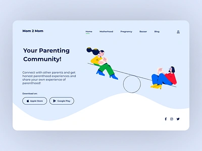 Mom 2 Mom clean clear flat illustration interaction marketplace moms parenting parents ui ux webdesign