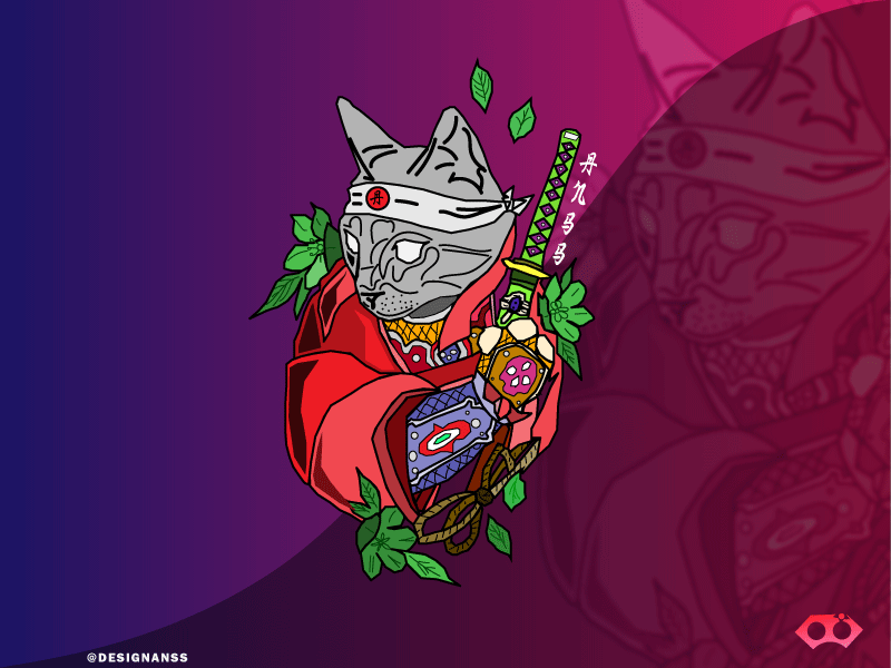 Samurai cat cat colors design illustration samurai warrior