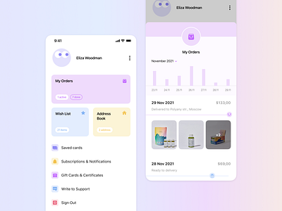 User Profile | Daily UI 006 dailyui design ios mobile mobile app mobileapp order list profile ui user user profile заказ мобильное приложение мобильный дизайн приложение профиль