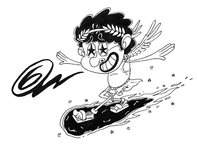 The scating angel #6 angel cartoon character character design concept illustration ink skater skating sketch traditional